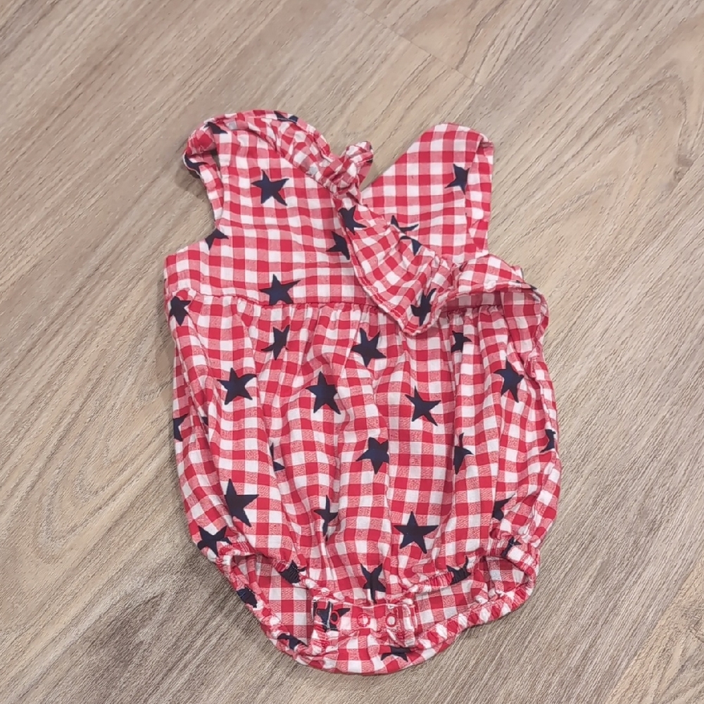 Cat & Jack Red and Navy Star-Checkered Romper Size 12m